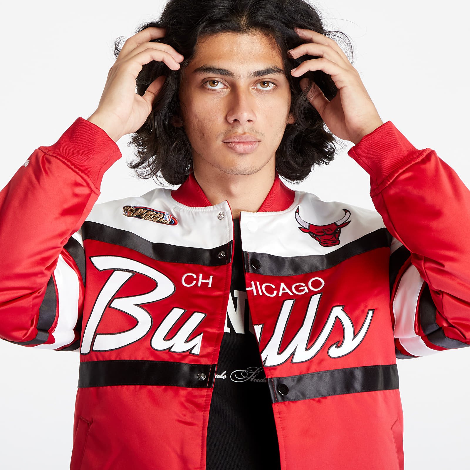 Giacche Mitchell & Ness Chicago Bulls Special Script Heavyweight Satin Jacket Red