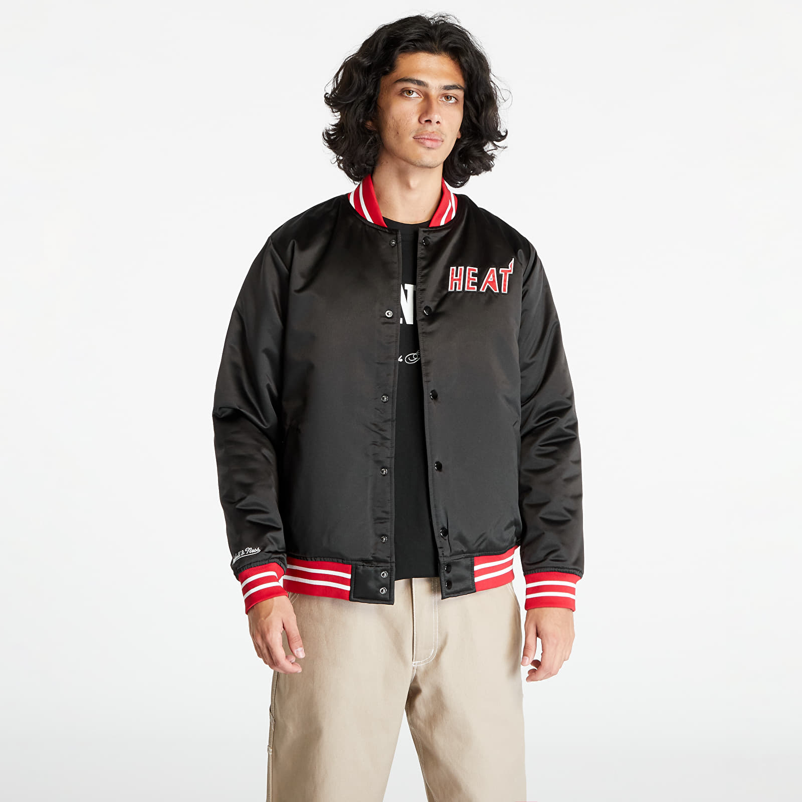 Vestes Mitchell Ness Miami Heat Heavyweight Satin Jacket Black Footshop