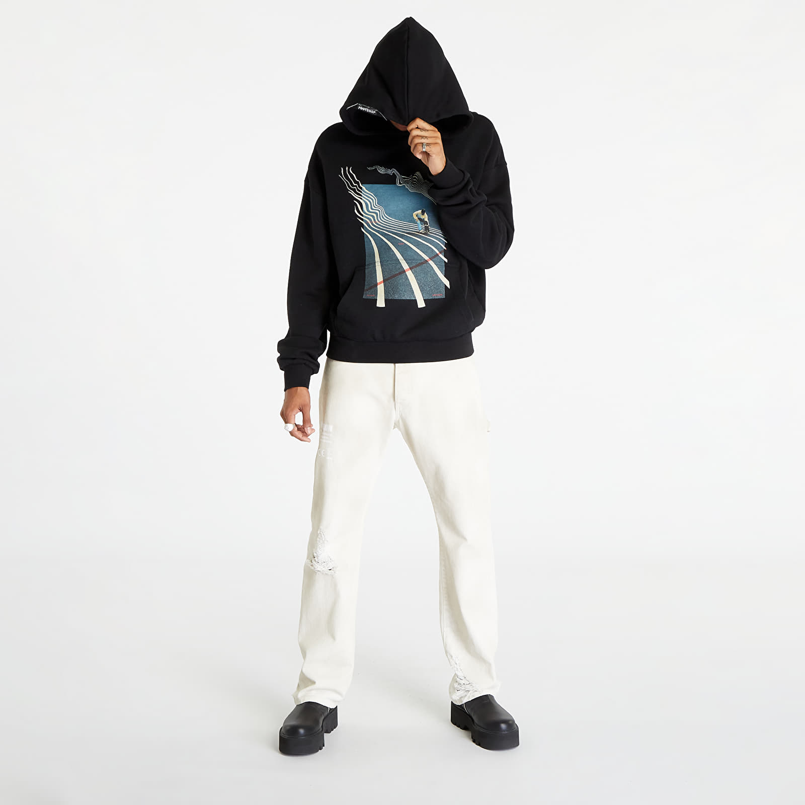 Bluzy Footshop Surfing Concrete Waves Hoodie UNISEX Black