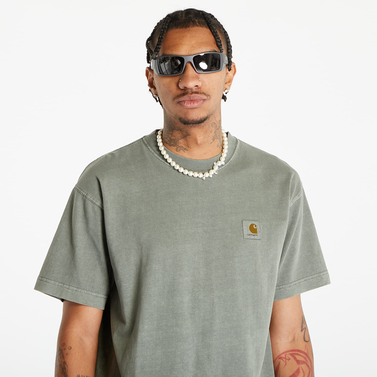 Tricouri  Carhartt WIP S/S Vista T-Shirt UNISEX Smoke Green Garment Dyed