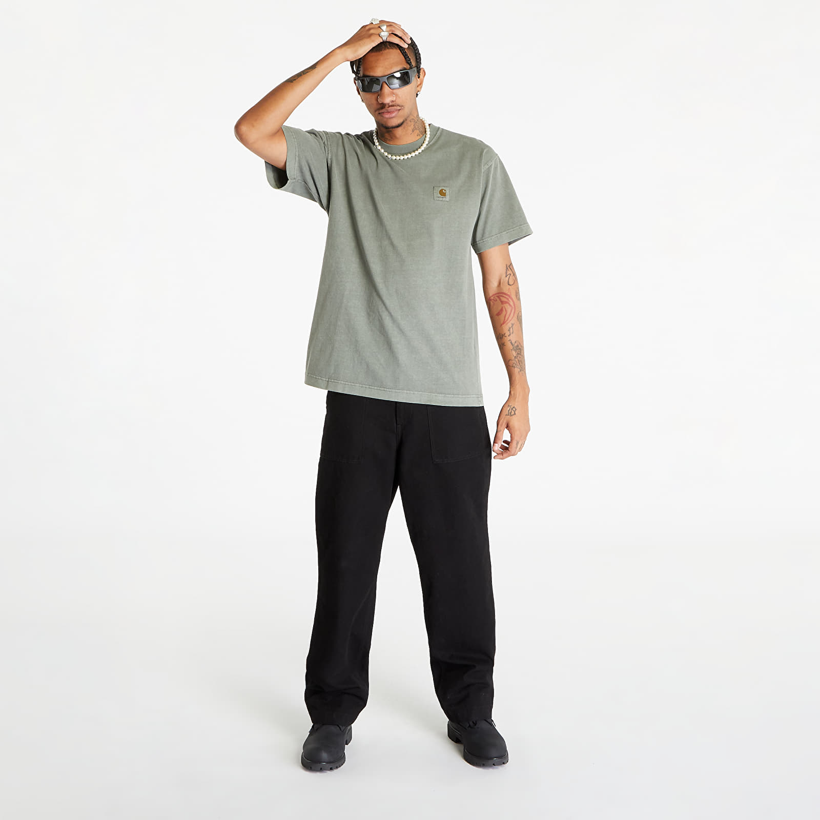 Tricouri  Carhartt WIP S/S Vista T-Shirt UNISEX Smoke Green Garment Dyed