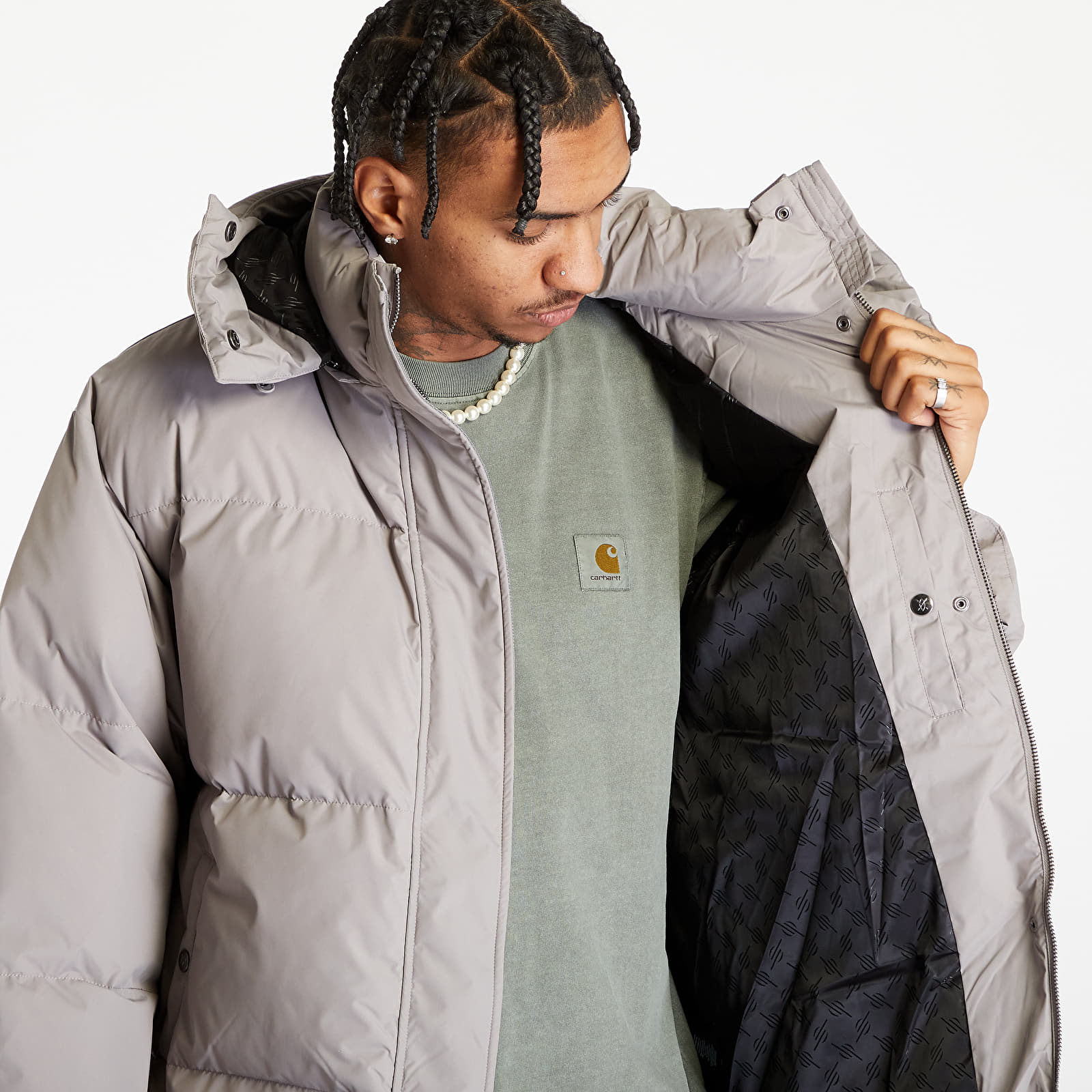 Bundy Daily Paper Ricole Puffer Jacket UNISEX Grey Flannel