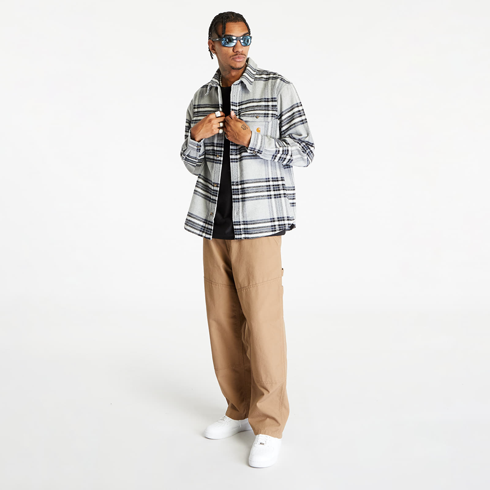 Hemden Carhartt WIP Long Sleeve Hawkins Shirt UNISEX Hawkins Check/ Grey Heather/ Blue