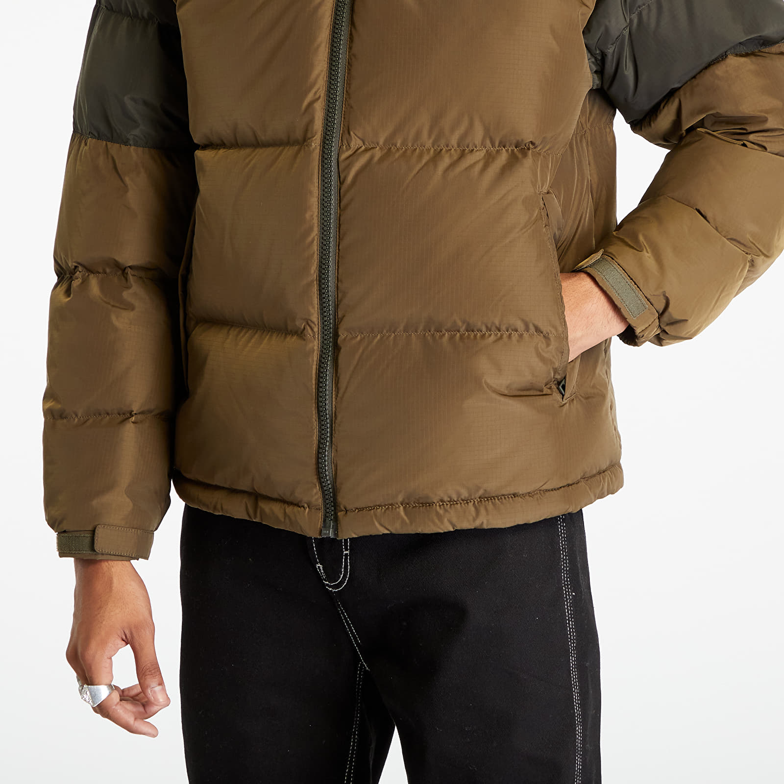 Bundy Tommy Jeans Alaska Colorbloc Puffer Jacket Drab Olive Green
