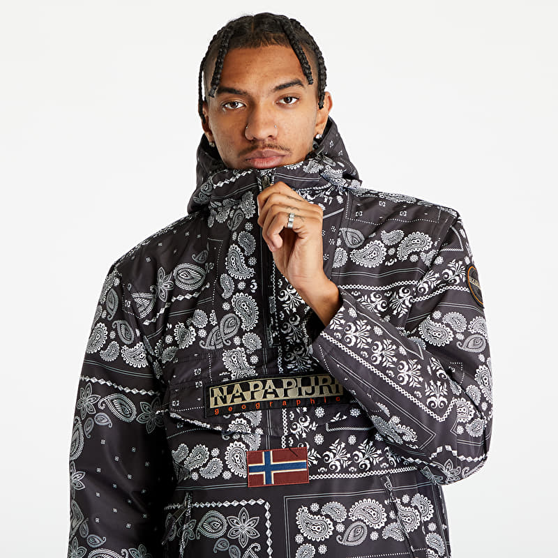 Jackets Napapijri Rainforest Regular Fit Half-Zip Jacket Black Aop