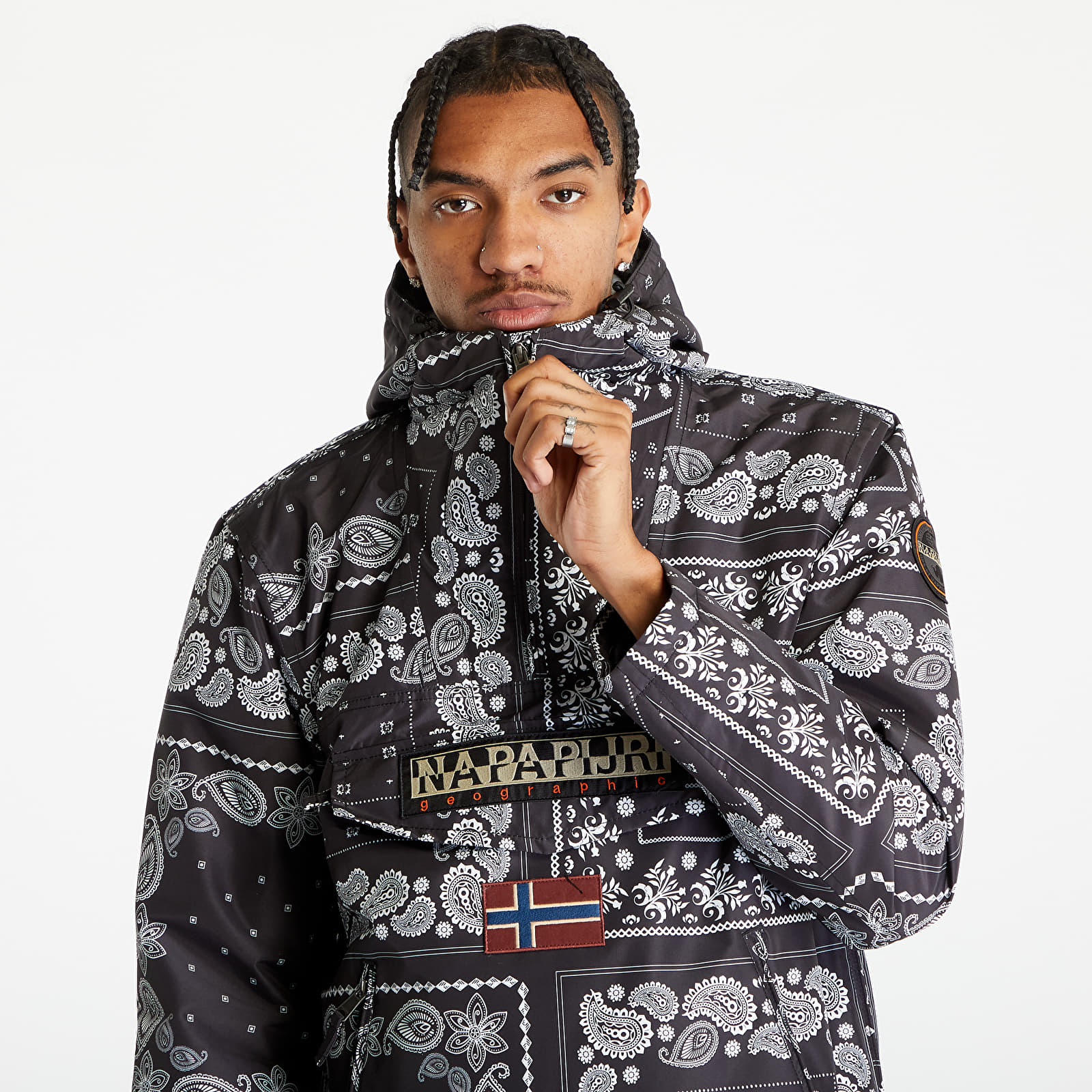 Jackets Napapijri Rainforest Regular Fit Half Zip Jacket Black Aop