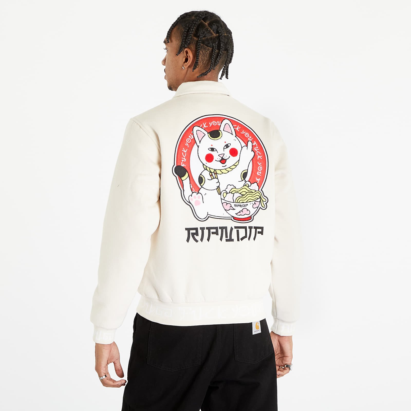 Bundy RIPNDIP Lucky Nerm Varsity Jacket Cream