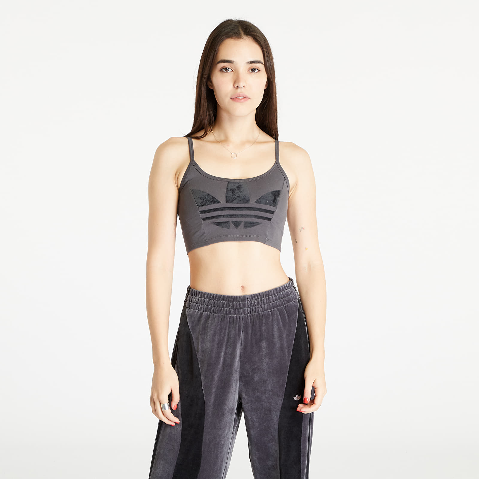 Adidas crop top grey hotsell
