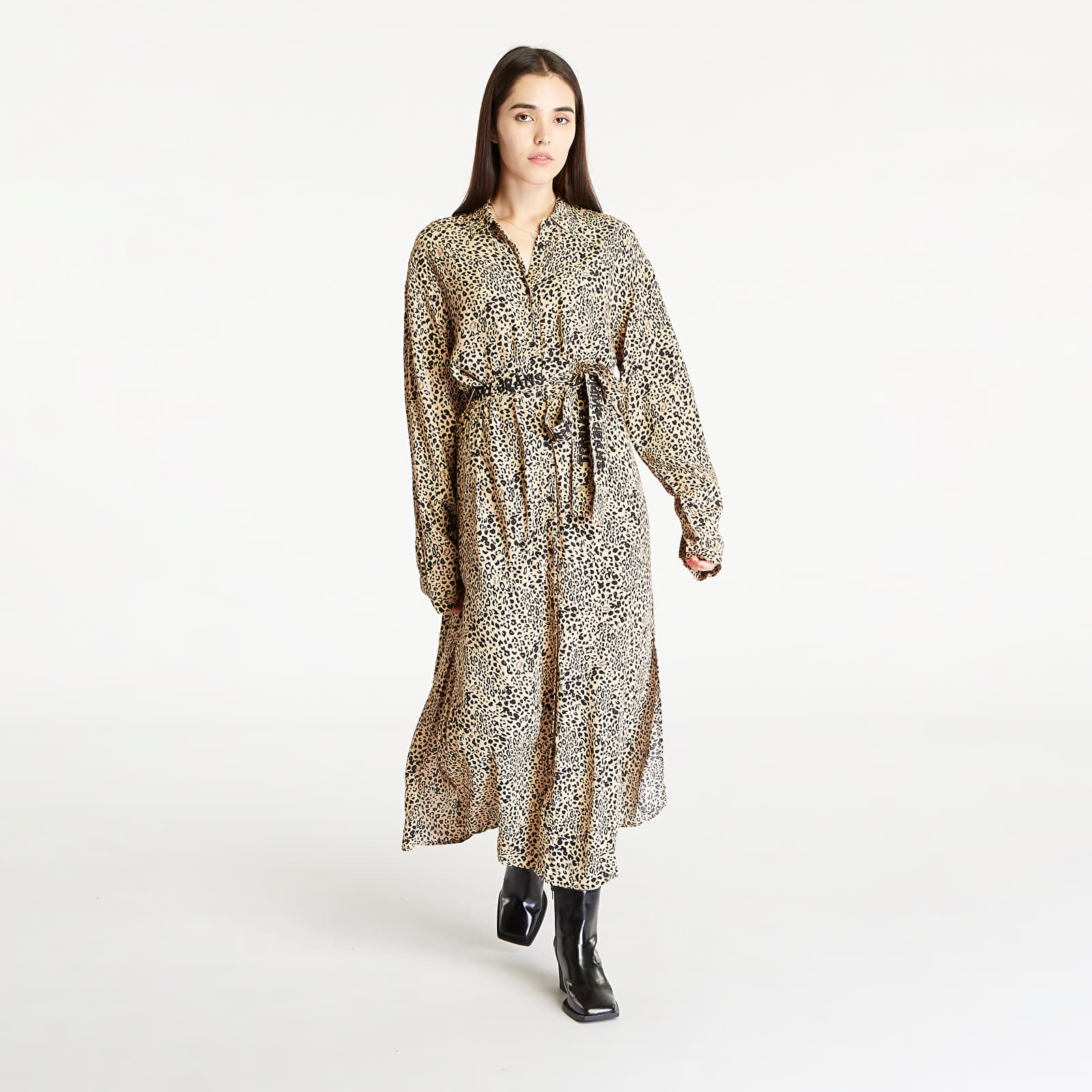 Dress Tommy Jeans Tjw Leo Belted Midi Dress Beige