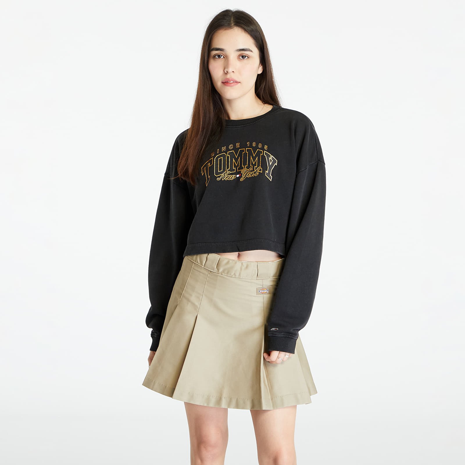Hoodies and sweatshirts Tommy Jeans Crop Luxe Varsity Sweatshirt Black