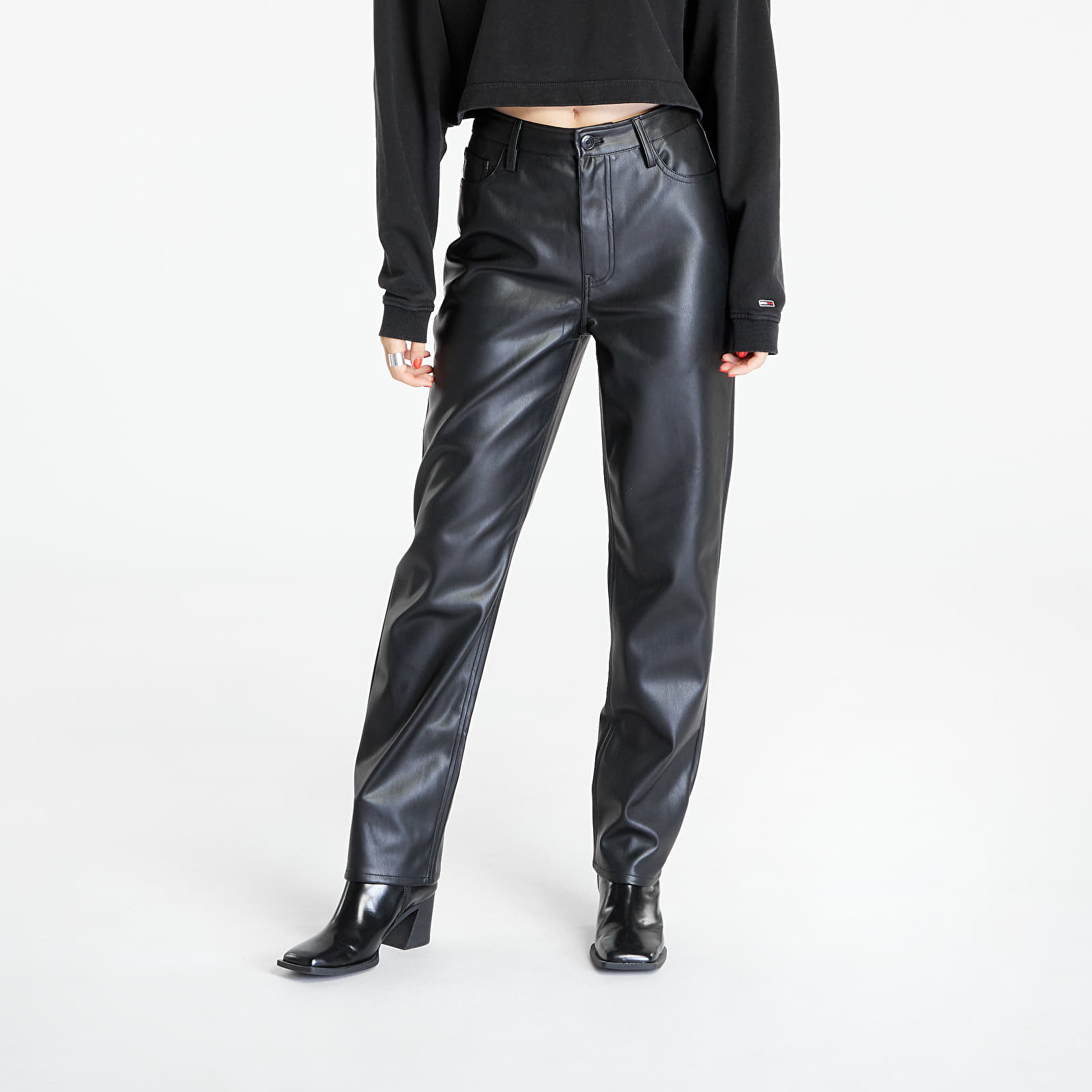 Pants Tommy Jeans Julie Pleather Pants Black