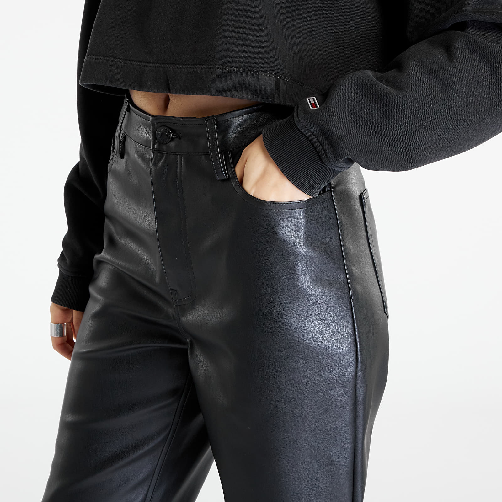 Pants Tommy Jeans Julie Pleather Pants Black