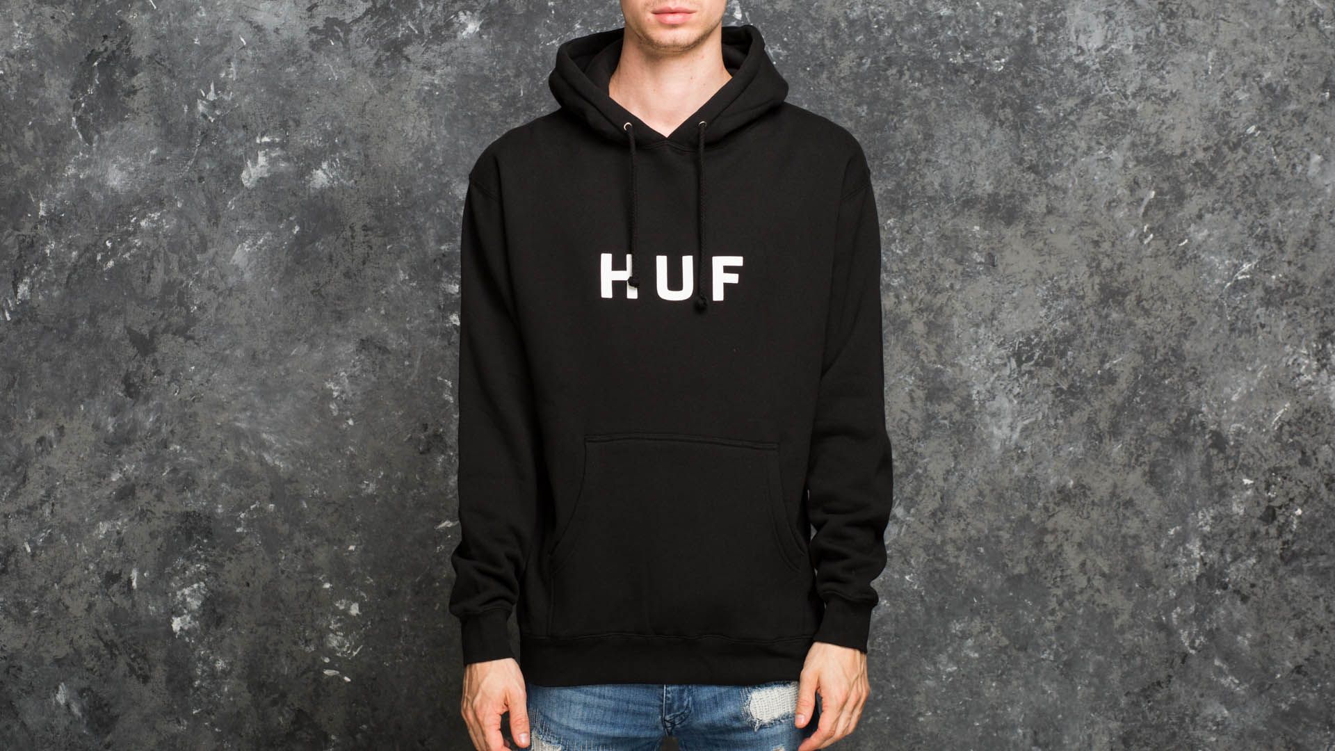 Bluzy HUF Original Logo Fleece Sweatshirt Black