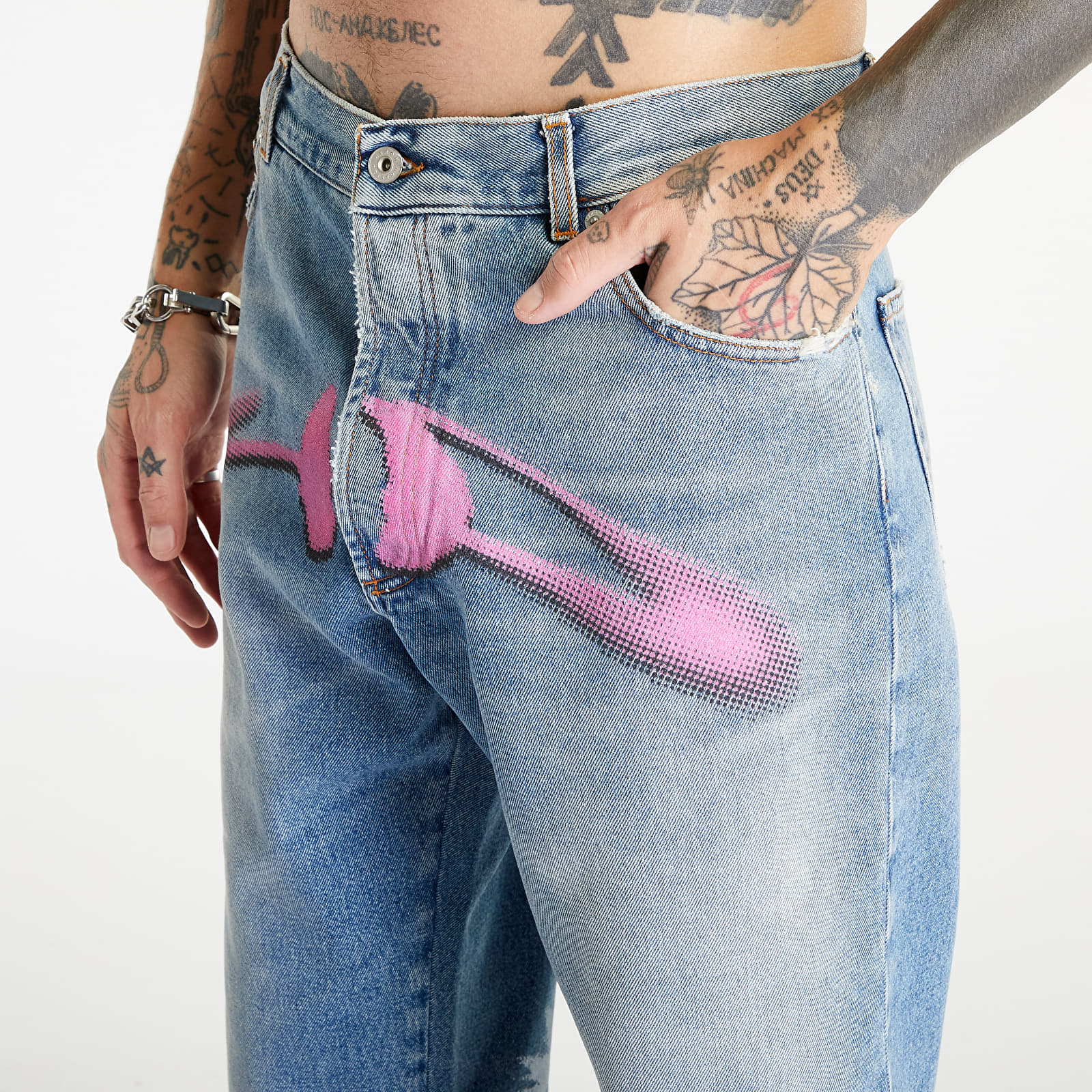 Jeans HERON PRESTON HP Pattern Reg Denim 5 Pockets Indigo/ White