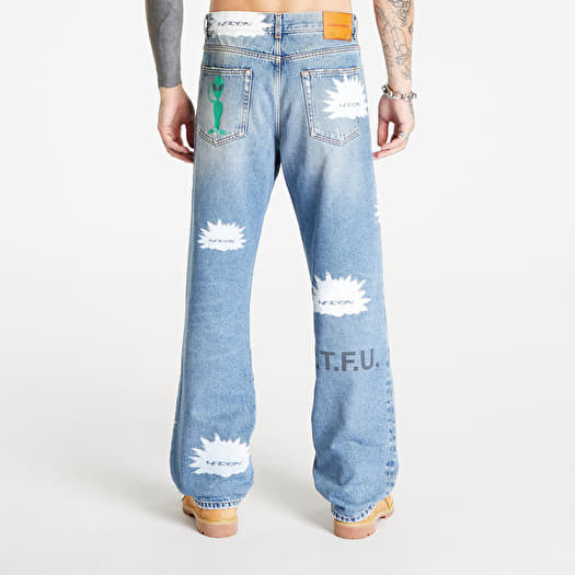 Heron Preston デニム　ジーンズ Jeans HERON PRESTON HP Pattern Reg Denim 5 Pockets Indigo/ White