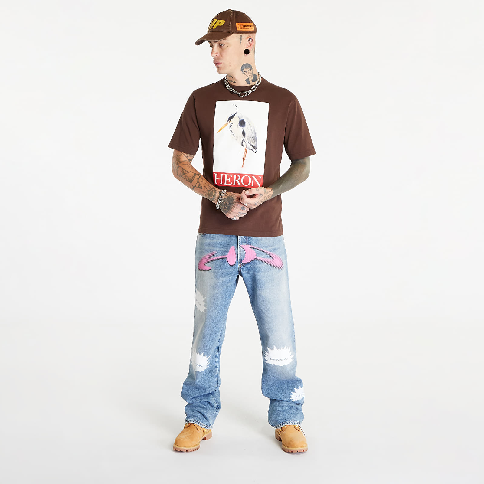 Jeans HERON PRESTON HP Pattern Reg Denim 5 Pockets Indigo/ White