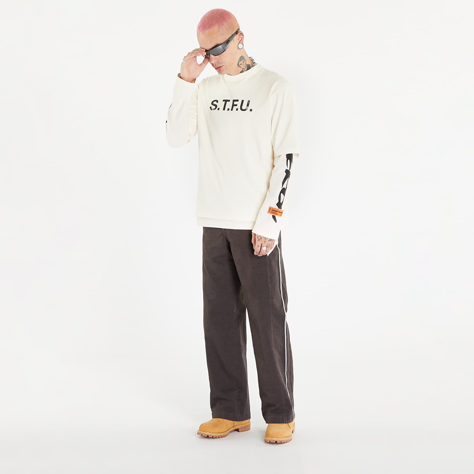 Παντελόνια και τζιν HERON PRESTON Vintage Wash Canvas Insideout Brown