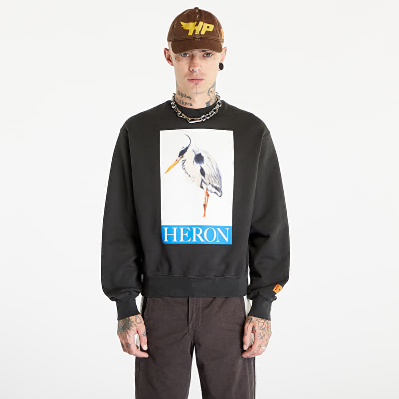 HERON PRESTON Heron Bird Painted Crewneck Black/ Blue | Footshop
