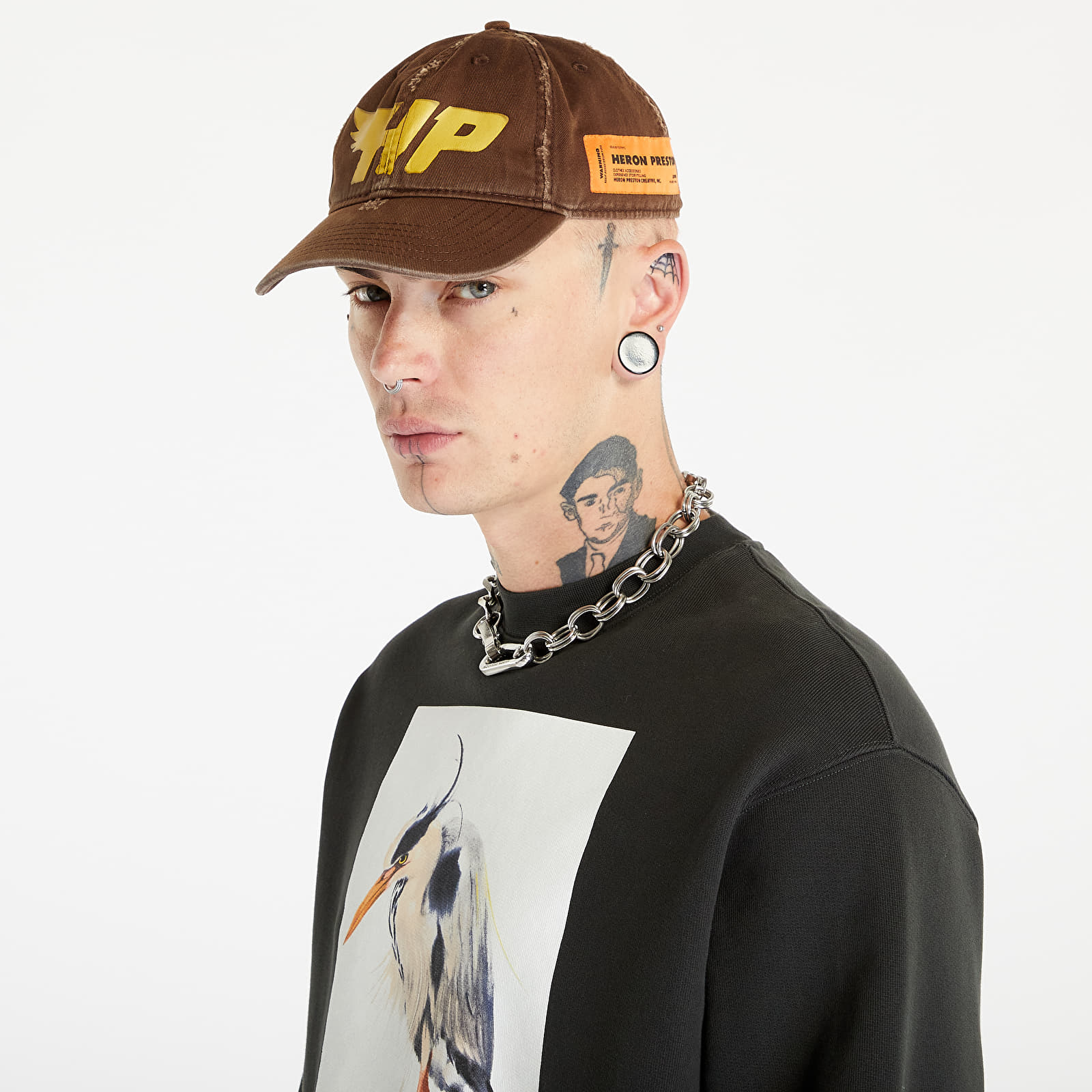 Bluzy HERON PRESTON Heron Bird Painted Crewneck Black/ Blue