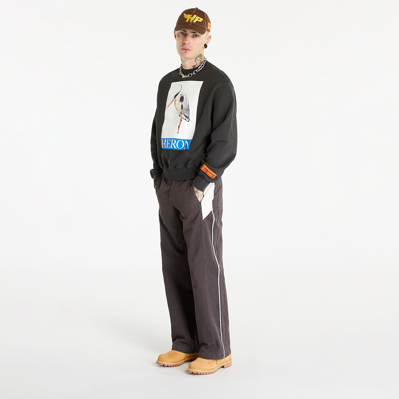 Bluzy HERON PRESTON Heron Bird Painted Crewneck Black/ Blue