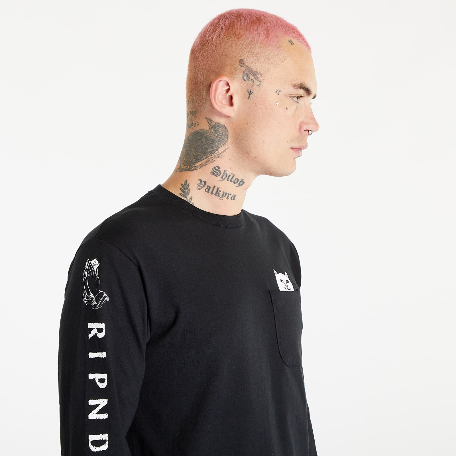 T-Shirts RIPNDIP Lord Nermal Long Sleeve Tee Black