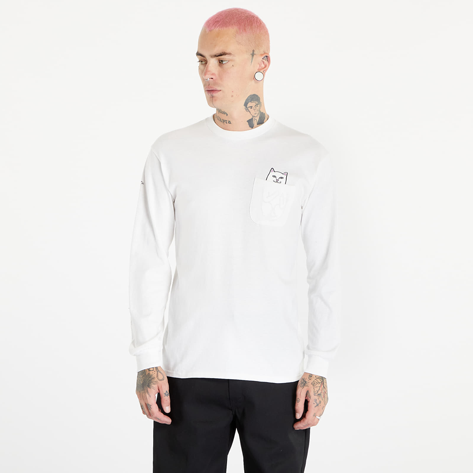 Pólók RIPNDIP Lord Nermal Long Sleeve Tee White