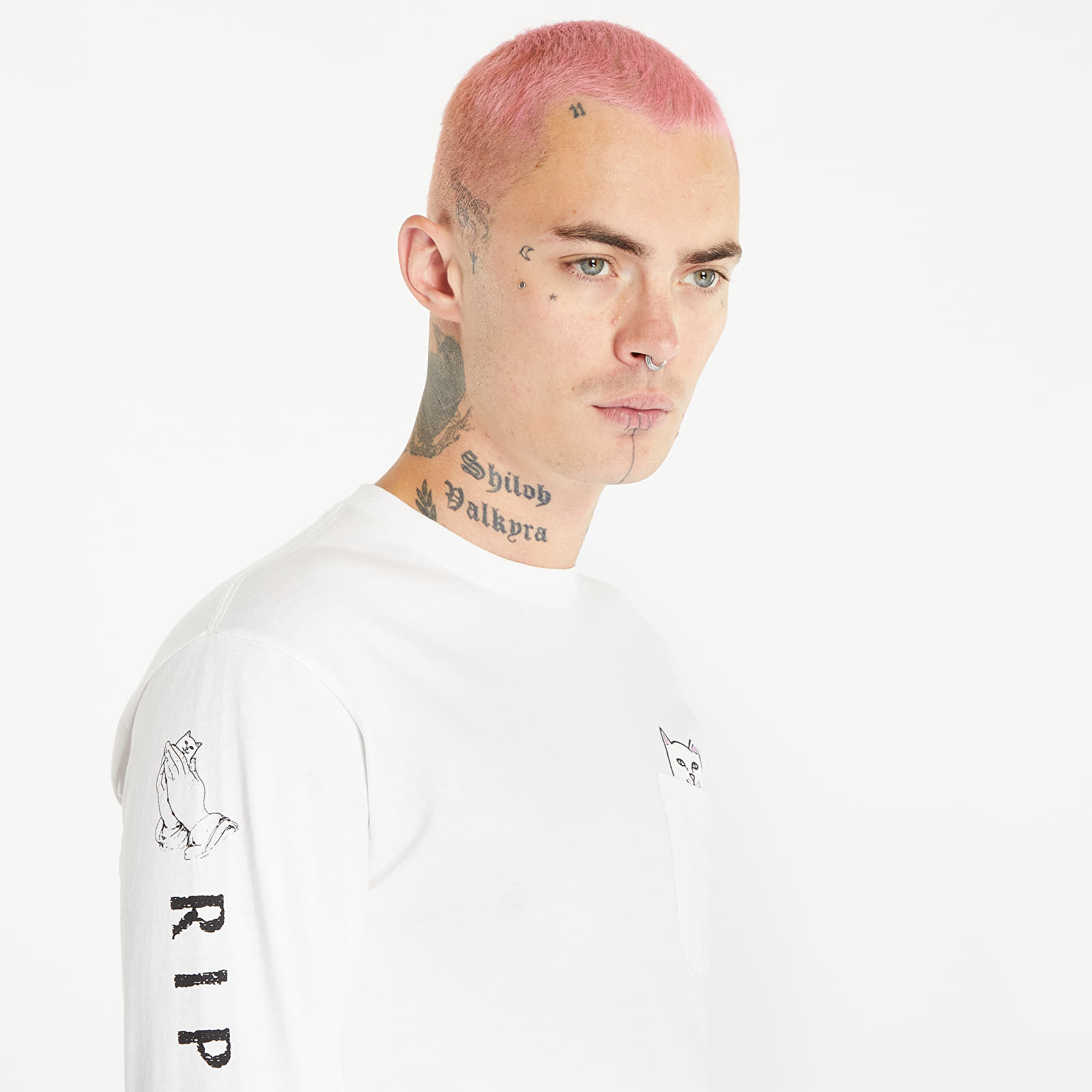 Pólók RIPNDIP Lord Nermal Long Sleeve Tee White