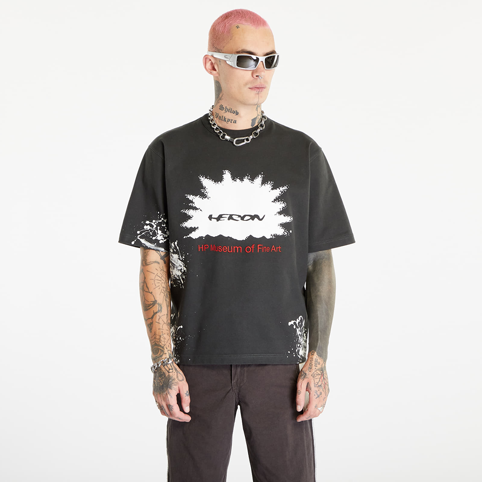 Tricouri  HERON PRESTON HP Museum Short Sleeve Tee Black/ Red