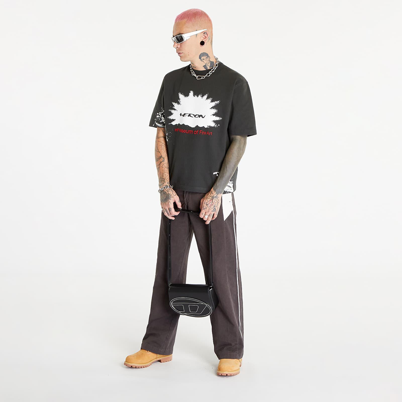 Tricouri  HERON PRESTON HP Museum Short Sleeve Tee Black/ Red