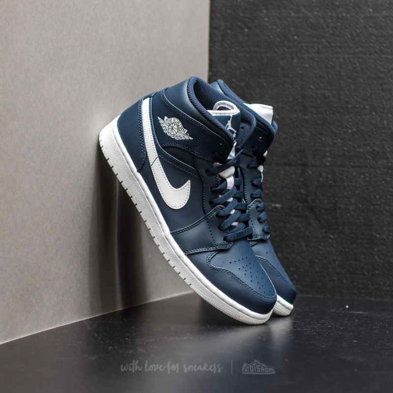 Air Jordan 1 Mid Obsidian/ White-White