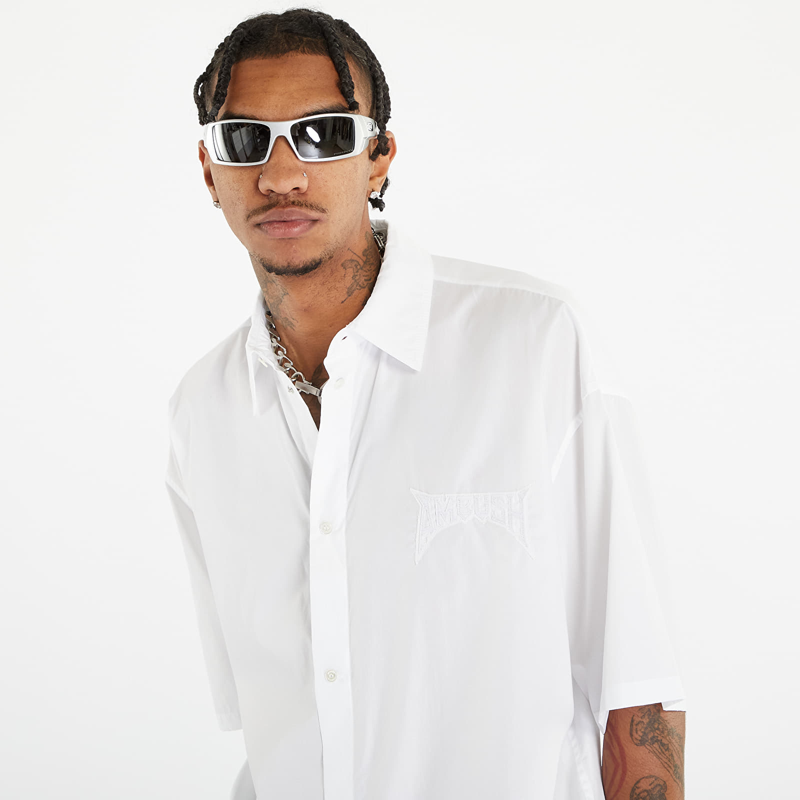 Hemden Ambush Logo Embroidery Cotton Short-Sleeve Shirt Blanc De Blanc