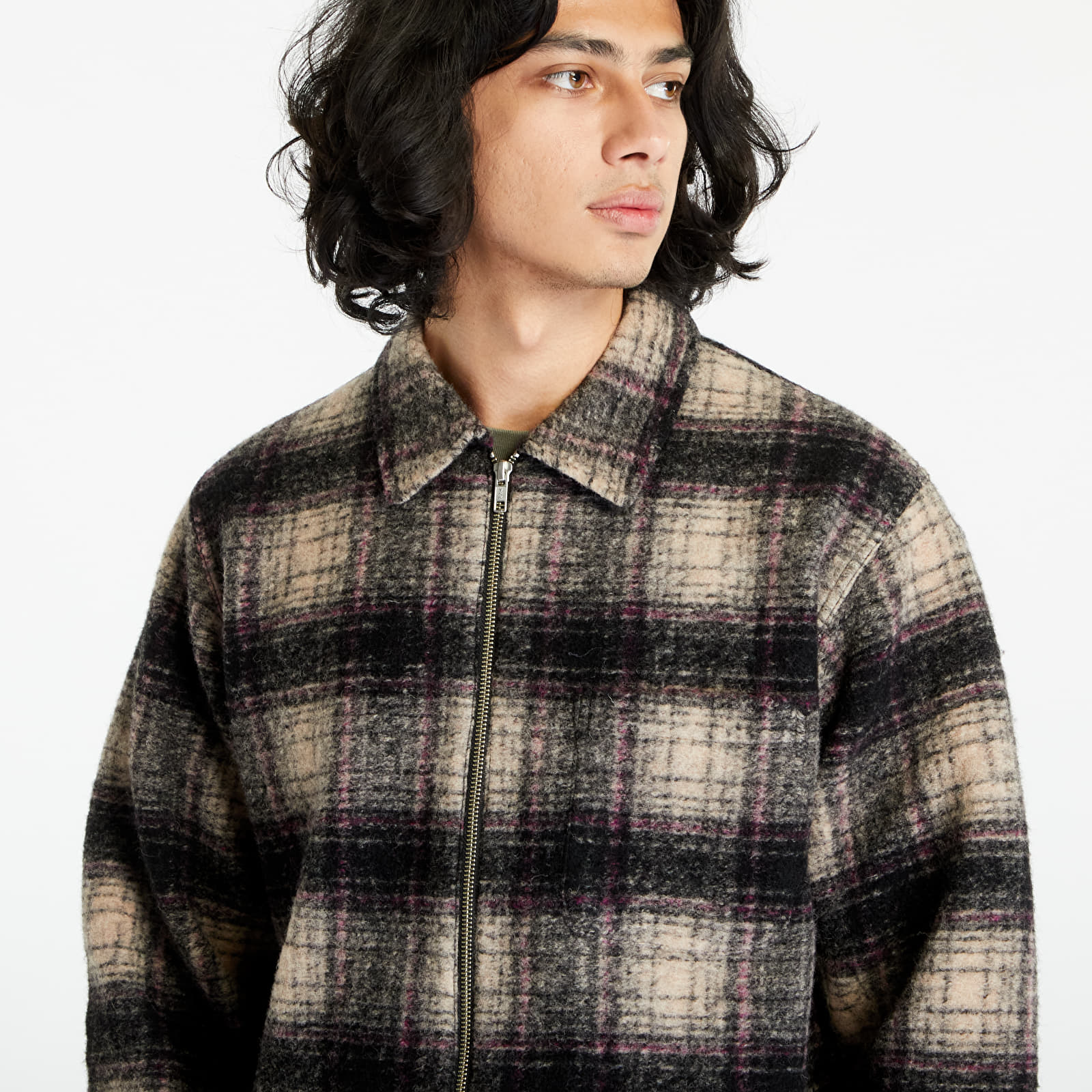 Hemden Stüssy Wool Plaid Zip Shirt UNISEX Lilac