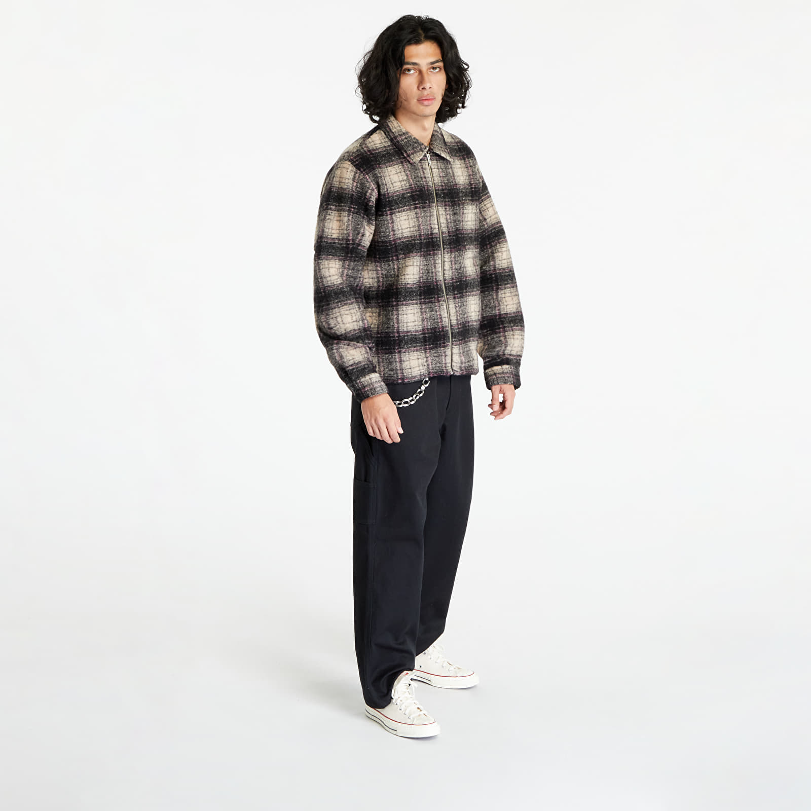 Hemden Stüssy Wool Plaid Zip Shirt UNISEX Lilac