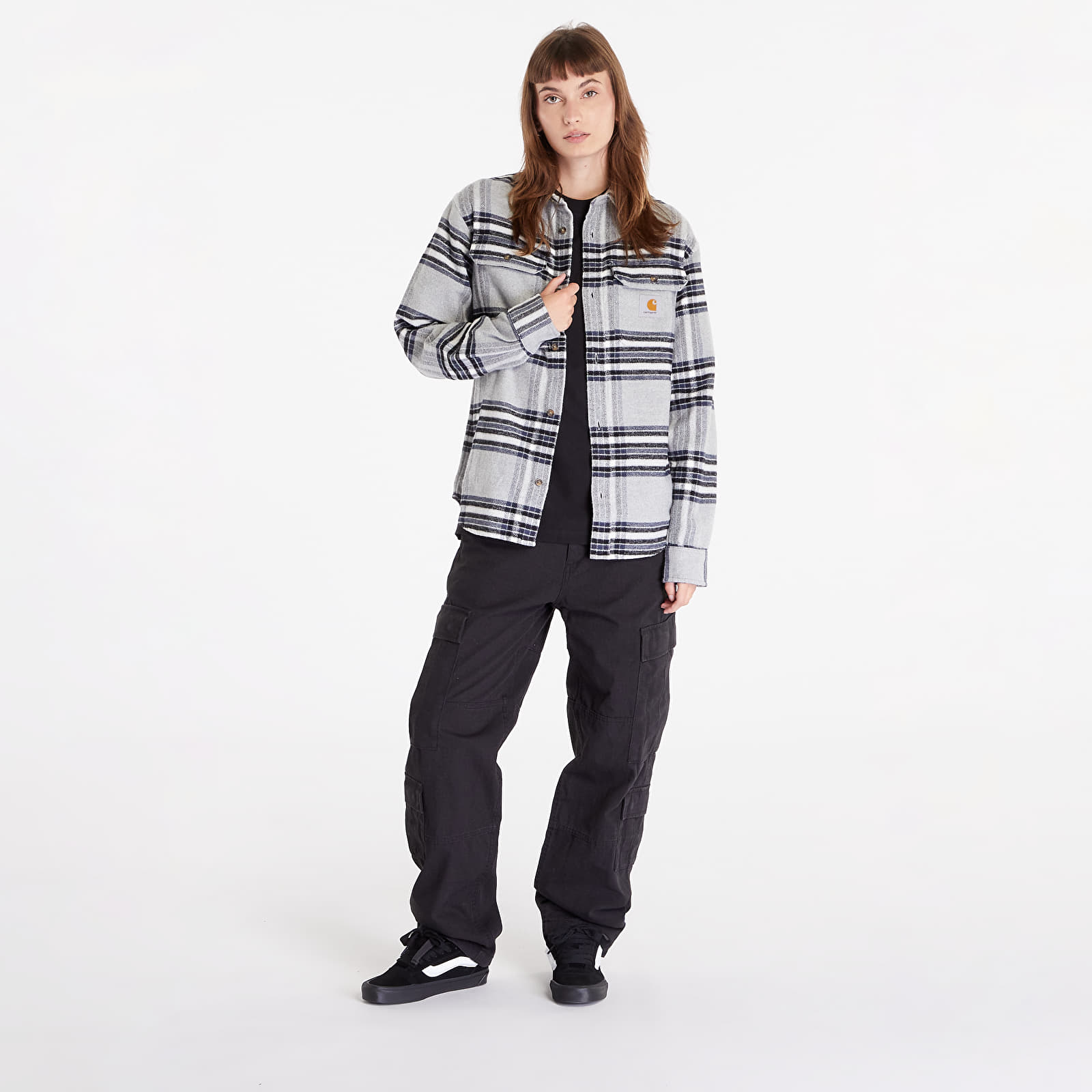Hemden Carhartt WIP Long Sleeve Hawkins Shirt UNISEX Hawkins Check/ Grey Heather/ Blue