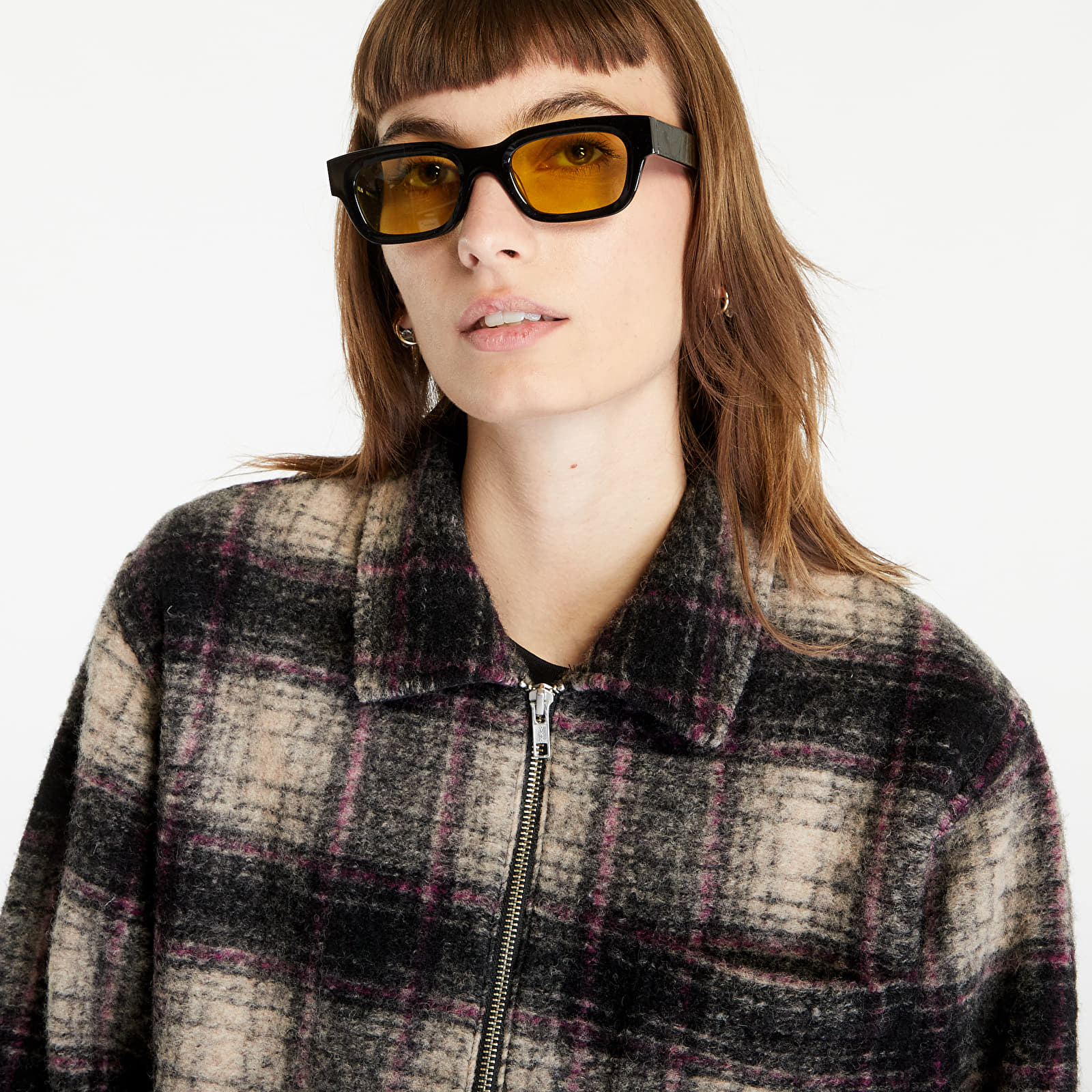 Hemden Stüssy Wool Plaid Zip Shirt UNISEX Lilac