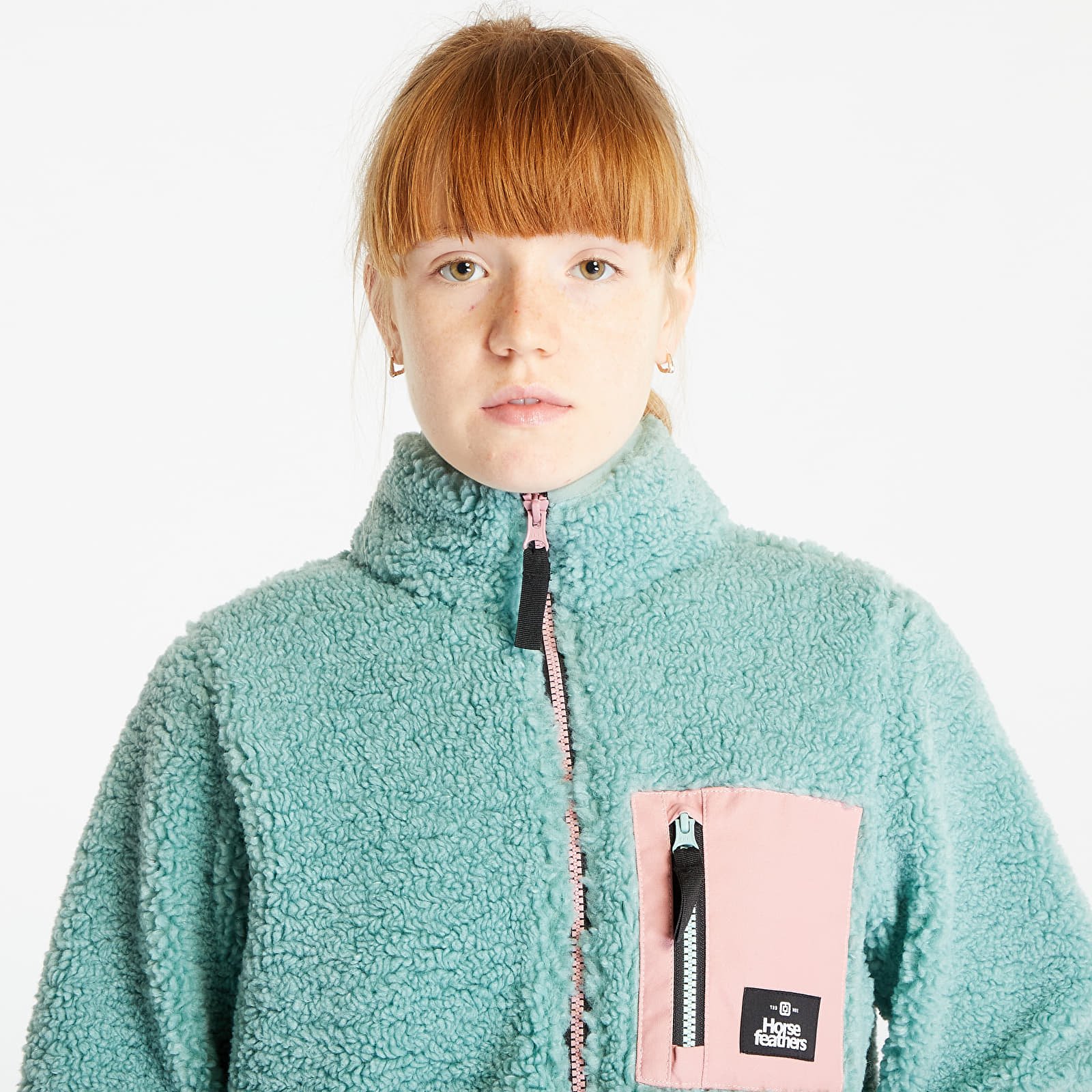 Dukserice Horsefeathers Elvira Half-Zip Sweatshirt Frosty Green/ Beige