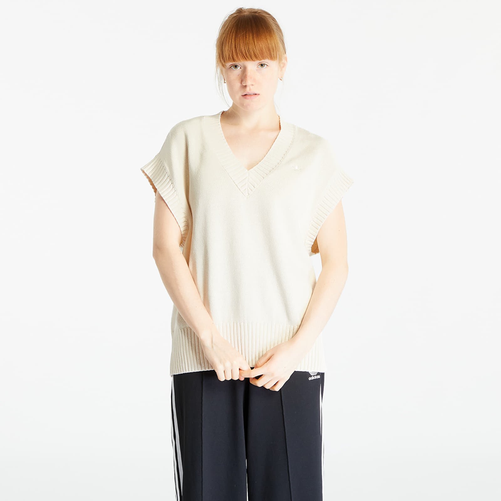 Levně adidas Premium Essentials Knit Oversized Vest Wonder White