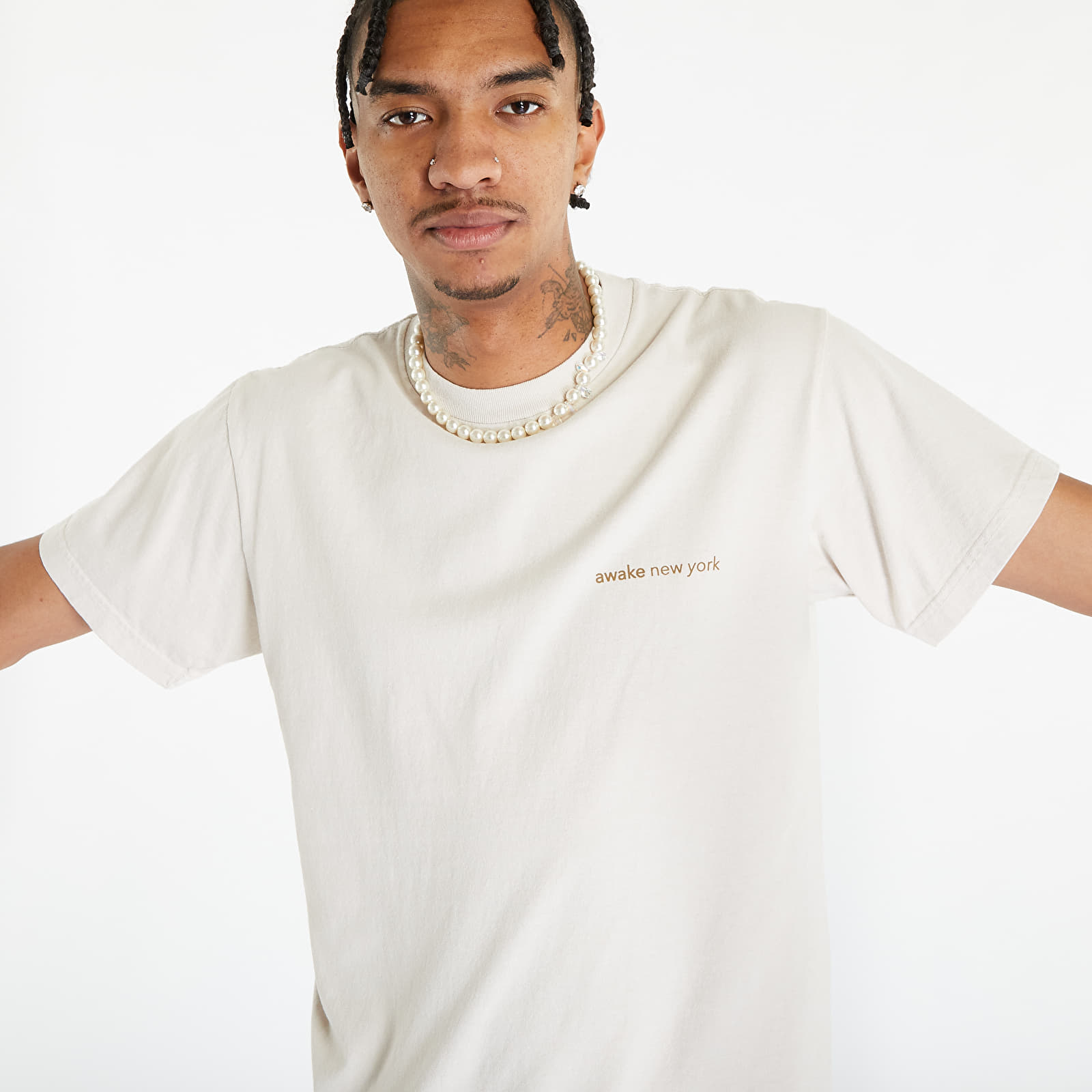 Tシャツ・カットソー AWAKE NY FW23 T-SHIRT WITH LOGO (TS002_WHITE) T-shirts Awake NY City Tee Natural | Footshop