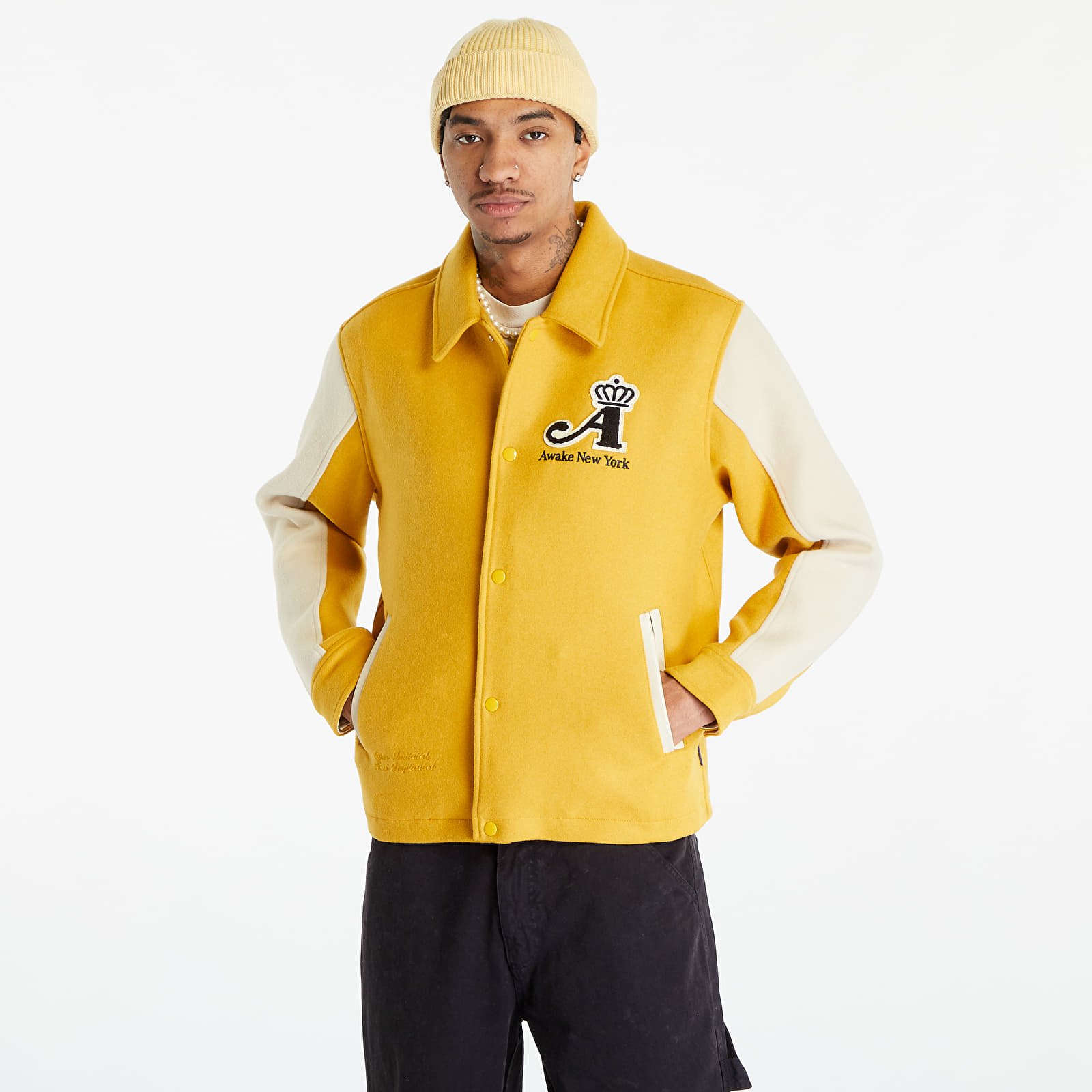 Striukės Awake NY Crown Embroidered Varsity Jacket Gold