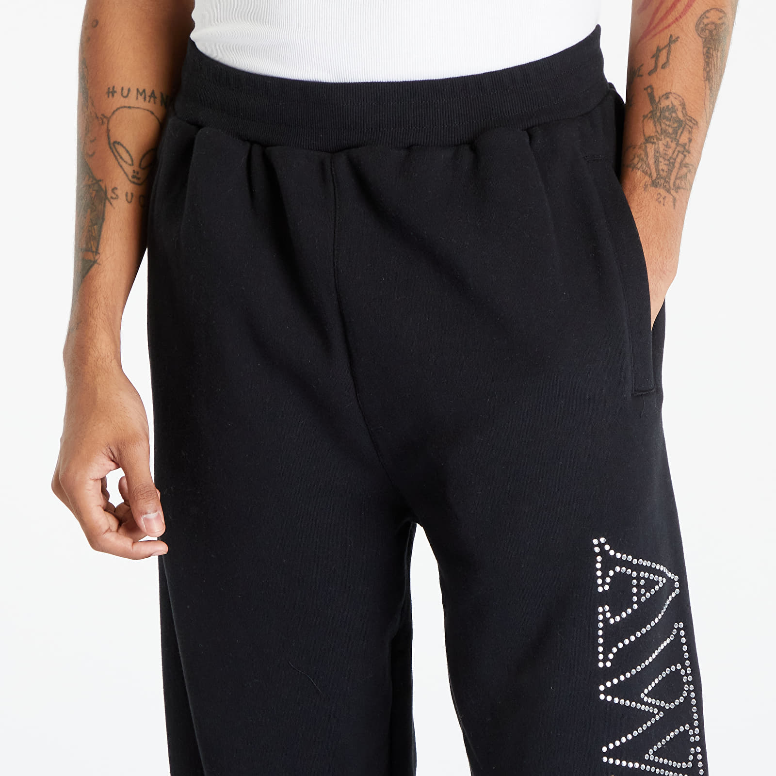 Jogger Pants Awake NY Rhinestone Serif Sweatpant Washed Black
