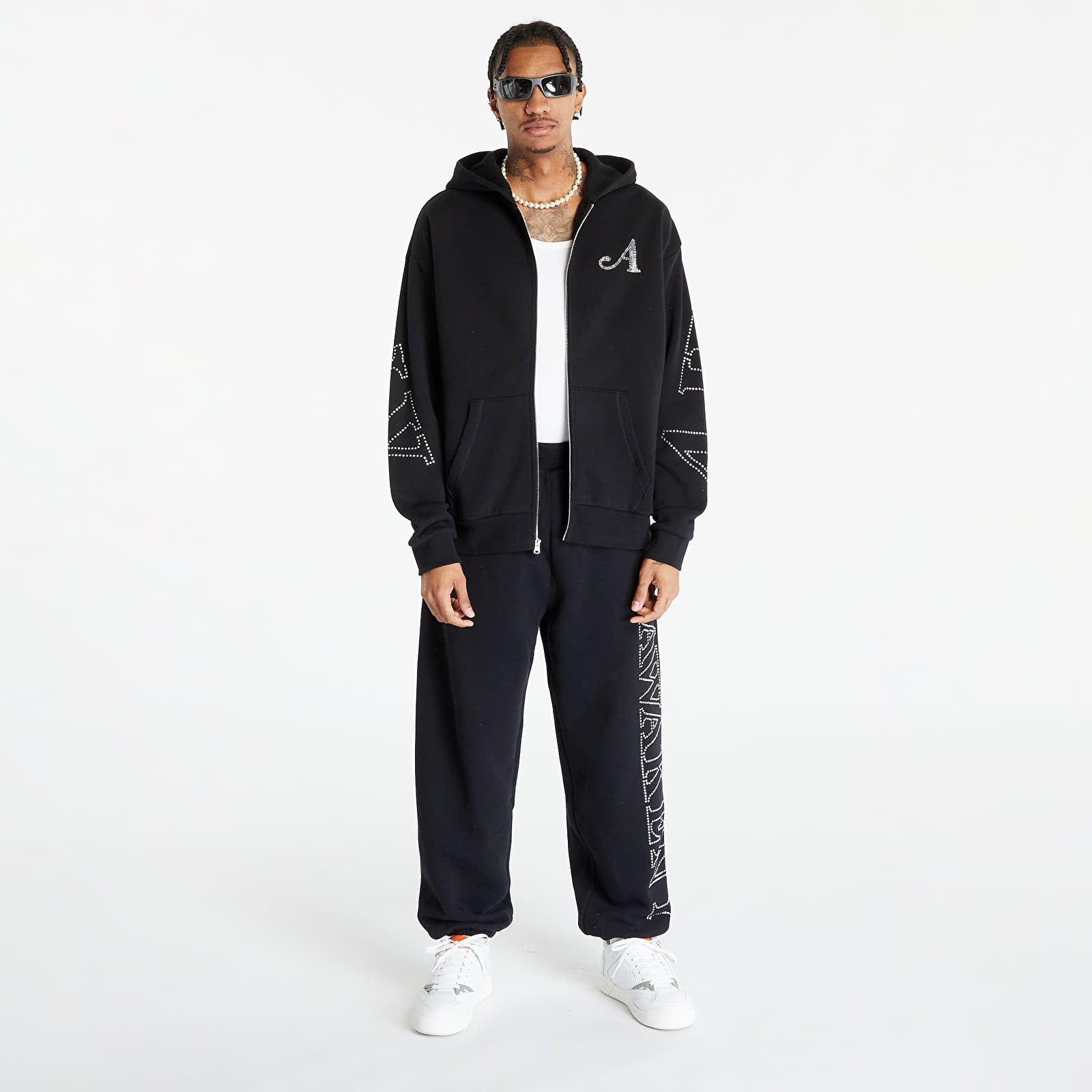 Jogger Pants Awake NY Rhinestone Serif Sweatpant Washed Black