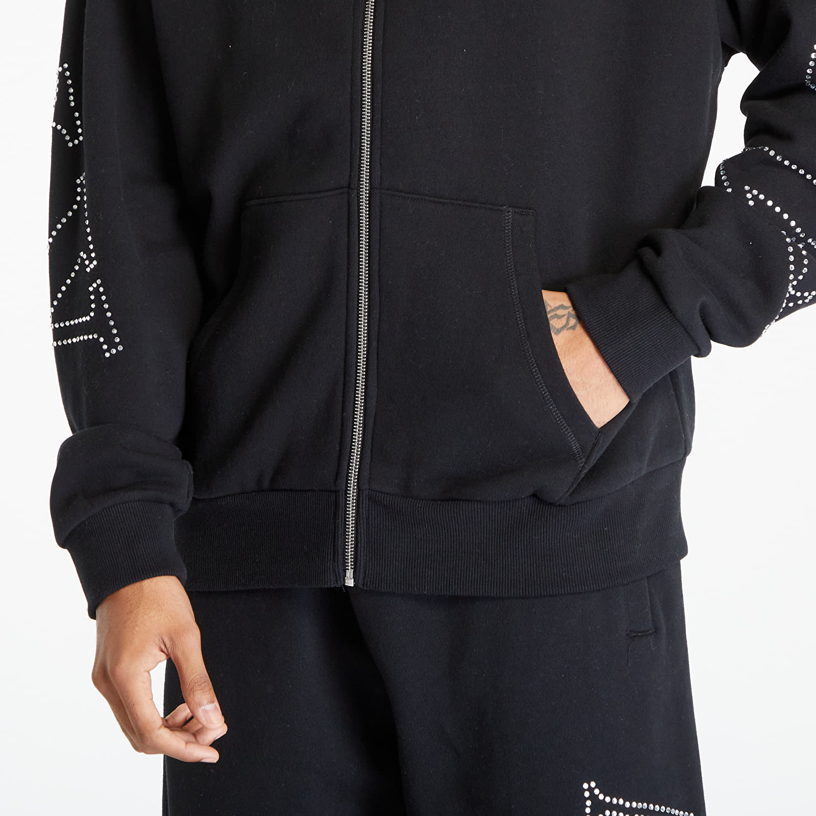 Felpe Awake NY Rhinestone Serif Zip Up Hoodie Washed Black