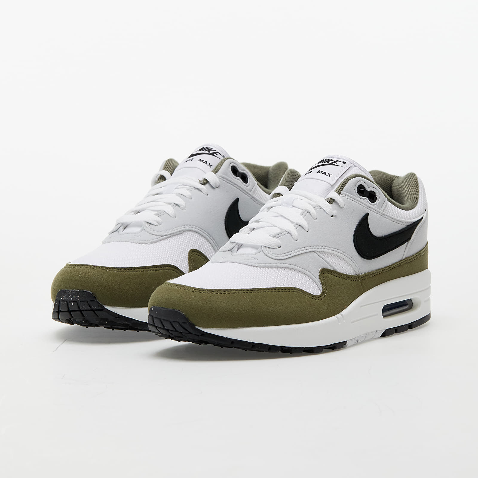 Herren Sneaker und Schuhe Nike Air Max 1 White Black Pure Platinum Medium Olive Footshop