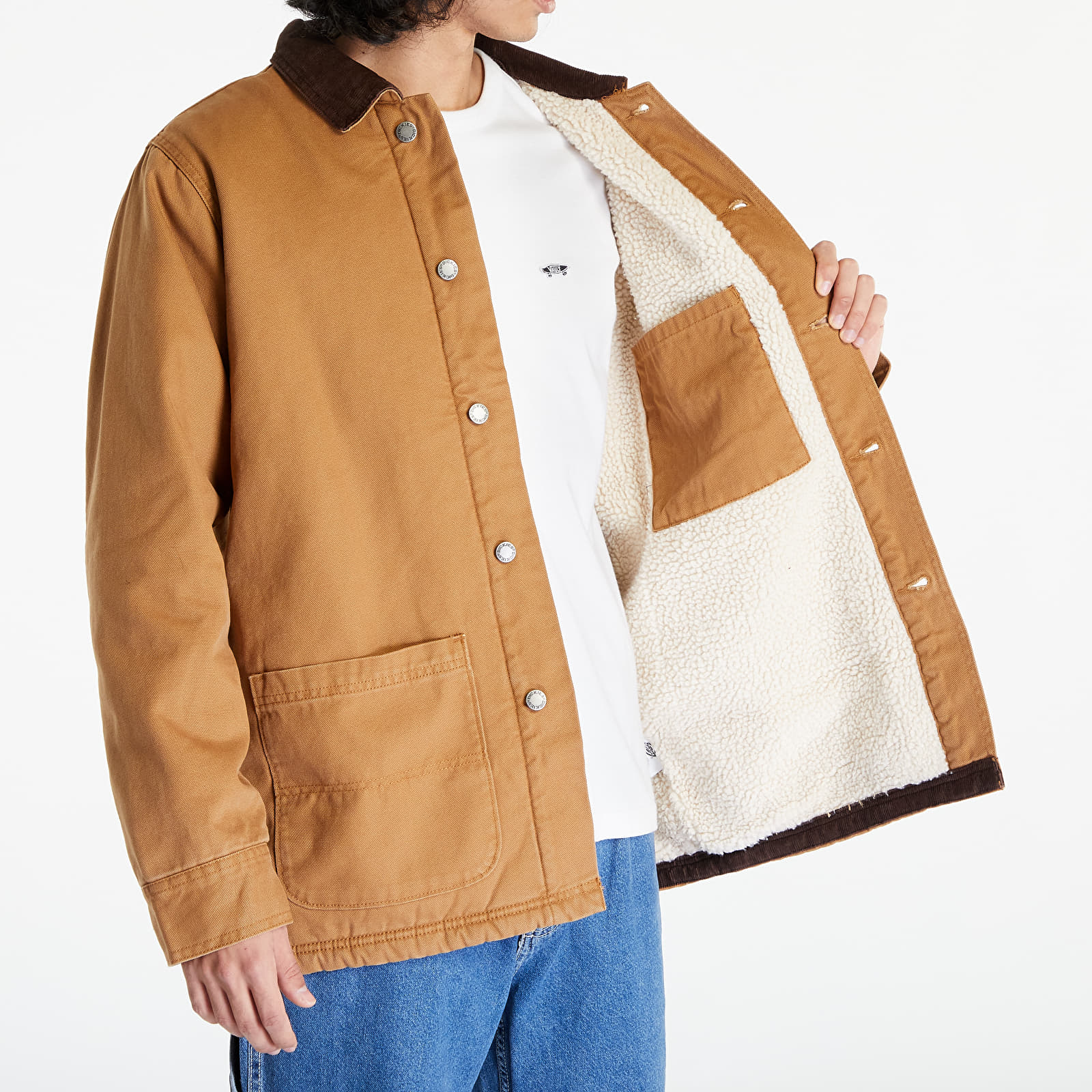 Jakne Dickies Duck High Pile Flce Line Chore Jacket Stone Washed Brown Duck