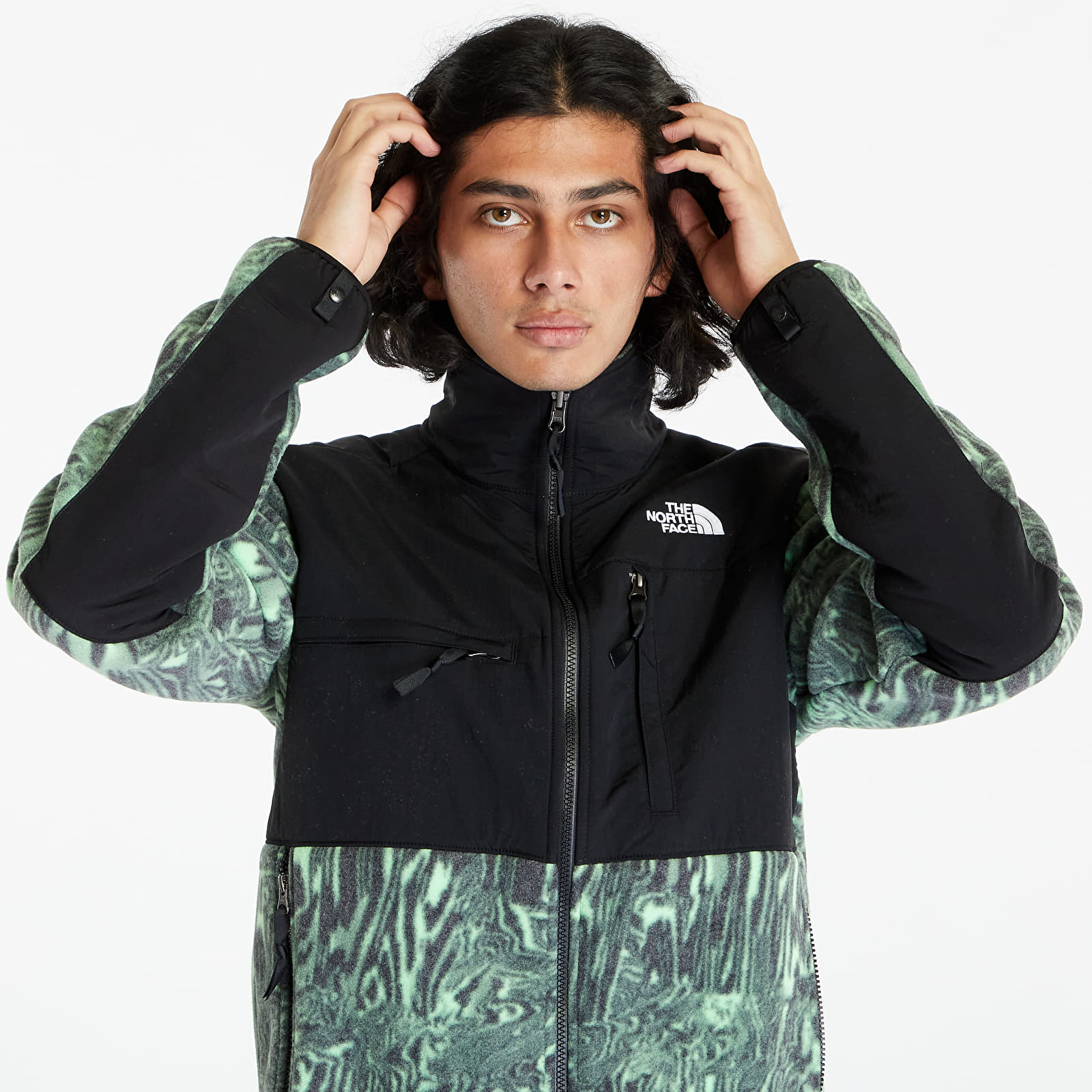 Giacche The North Face Denali Jacket Chlorophyll Green Digital Distortion Print/ Tnf Black