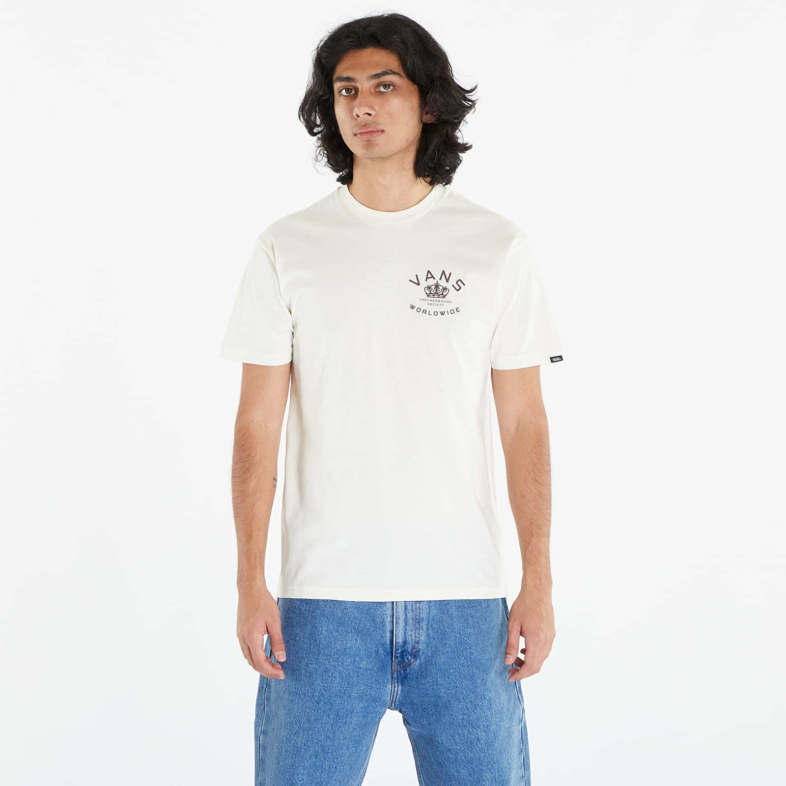 T-shirt Vans Checkerboard Society SS Tee Marshmallow S