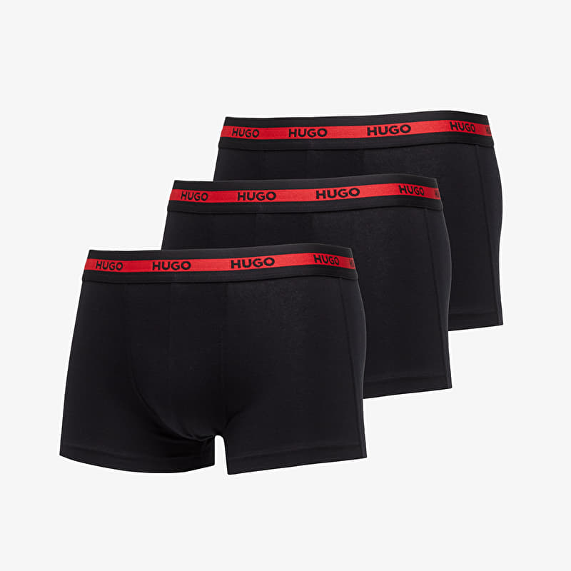 Boxeri Hugo Boss Logo-Waistband Stretch Trunks 3-Pack Black