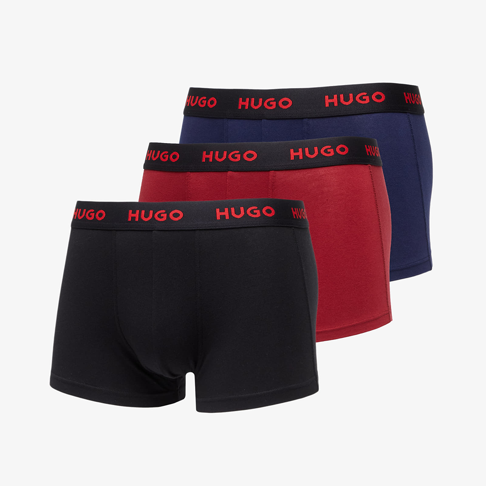 Boxerky Hugo Boss Logo-Waistband Trunks 3-Pack Black/ Blue/ Red