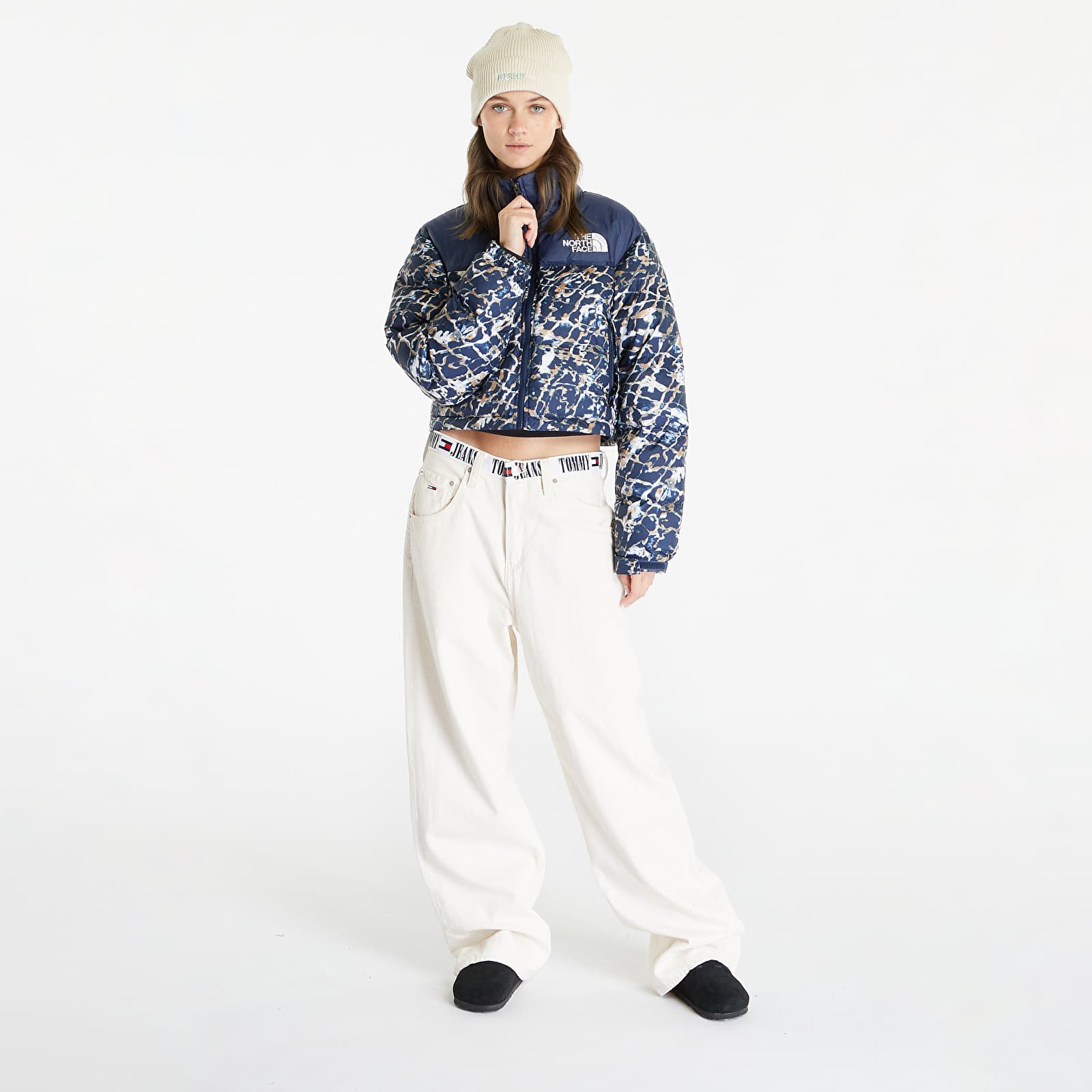 Jassen The North Face Nuptse Short Jacket Dusty Periwinkle Water Distortion Small Print/ Summit Navy