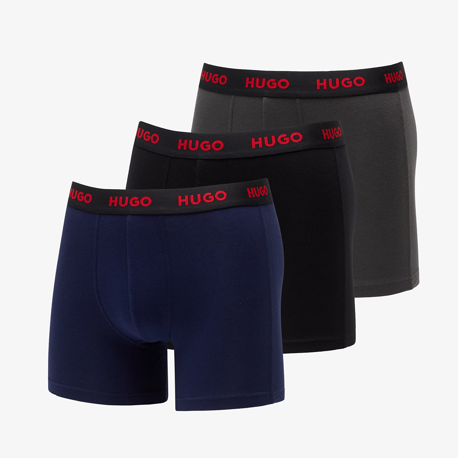 Levně Hugo Boss Logo-Waistband Boxer Briefs 3-Pack Dark Grey/ Navy/ Black